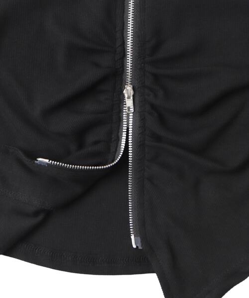 dispark（ディスパーク）の「DISPARK/フロントギャザーWジップT（Tシャツ/カットソー・レディース・カーキ/ブラック/オフホワイト・FREE）」の11枚目の写真