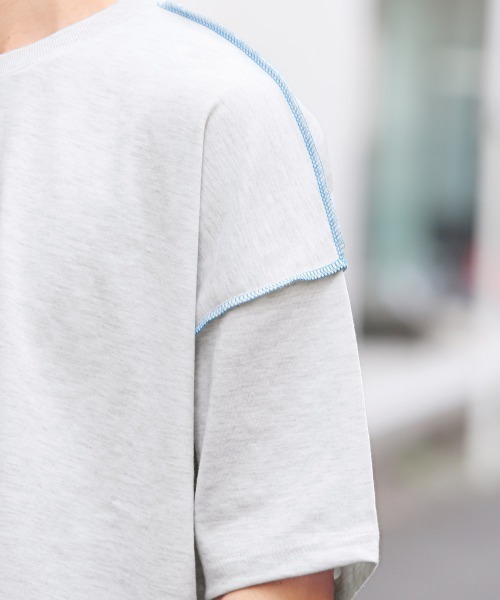 LUXSTYLE(ラグスタイル)の「無地ステッチ半袖Tシャツ(Tシャツ/カットソー・メンズ・ピンク/グリーン/ホワイト系その他/イエロー/ブルー・FREE)」の20枚目の写真