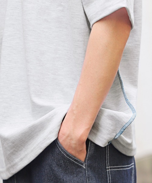 LUXSTYLE(ラグスタイル)の「無地ステッチ半袖Tシャツ(Tシャツ/カットソー・メンズ・ピンク/グリーン/ホワイト系その他/イエロー/ブルー・FREE)」の21枚目の写真