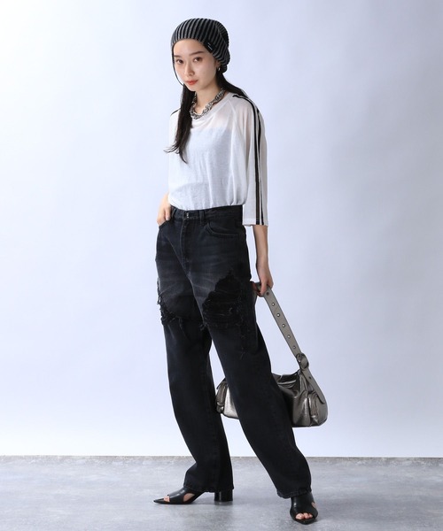 JEANASIS（ジーナシス）の「シアーテンジクライン7S/131992（Tシャツ/カットソー・レディース・ブルー系その他/ブラック/ホワイト・FREE）」の17枚目の写真