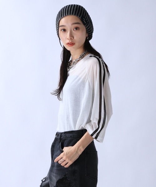 JEANASIS（ジーナシス）の「シアーテンジクライン7S/131992（Tシャツ/カットソー・レディース・ブルー系その他/ブラック/ホワイト・FREE）」の14枚目の写真