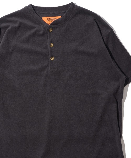 UNIVERSAL OVERALL(ユニバーサルオーバーオール)の「【UNIVERSAL OVERALL / ユニバーサルオーバーオール】パイルヘンリーネックTシャツ(Tシャツ/カットソー・メンズ・ブラック/アイボリー/チャコールグレー/ブラウン・MEDIUM/LARGE/X-LARGE)」の1枚目の写真