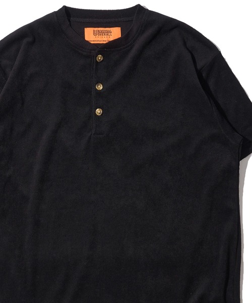 UNIVERSAL OVERALL(ユニバーサルオーバーオール)の「【UNIVERSAL OVERALL / ユニバーサルオーバーオール】パイルヘンリーネックTシャツ(Tシャツ/カットソー・メンズ・ブラック/アイボリー/チャコールグレー/ブラウン・MEDIUM/LARGE/X-LARGE)」の2枚目の写真