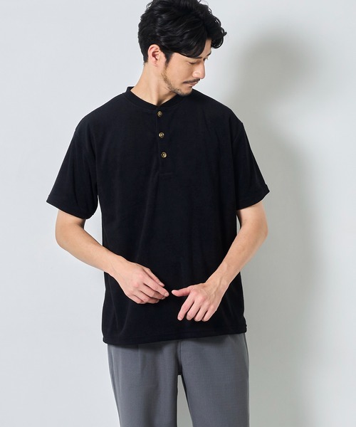 UNIVERSAL OVERALL(ユニバーサルオーバーオール)の「【UNIVERSAL OVERALL / ユニバーサルオーバーオール】パイルヘンリーネックTシャツ(Tシャツ/カットソー・メンズ・ブラック/アイボリー/チャコールグレー/ブラウン・MEDIUM/LARGE/X-LARGE)」の19枚目の写真