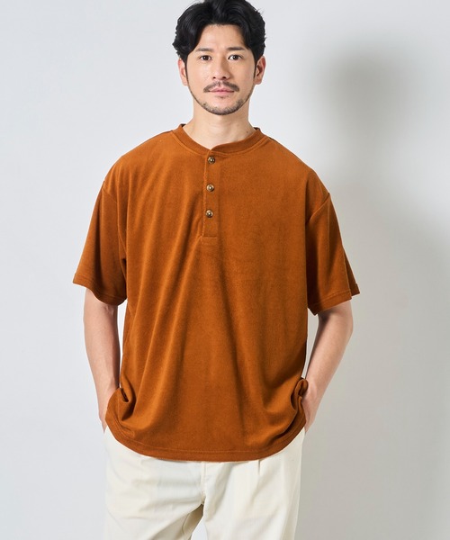 UNIVERSAL OVERALL(ユニバーサルオーバーオール)の「【UNIVERSAL OVERALL / ユニバーサルオーバーオール】パイルヘンリーネックTシャツ(Tシャツ/カットソー・メンズ・ブラック/アイボリー/チャコールグレー/ブラウン・MEDIUM/LARGE/X-LARGE)」の21枚目の写真