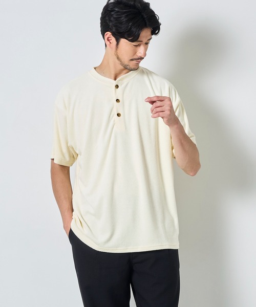 UNIVERSAL OVERALL(ユニバーサルオーバーオール)の「【UNIVERSAL OVERALL / ユニバーサルオーバーオール】パイルヘンリーネックTシャツ(Tシャツ/カットソー・メンズ・ブラック/アイボリー/チャコールグレー/ブラウン・MEDIUM/LARGE/X-LARGE)」の22枚目の写真