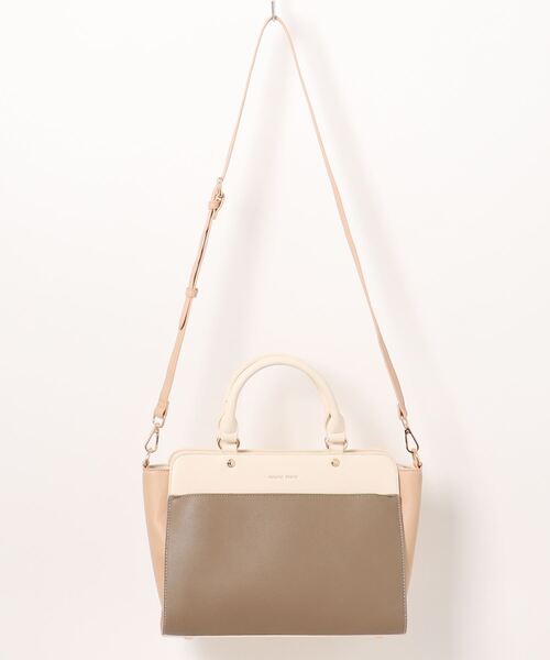 NATURAL BEAUTY(ナチュラルビューティー)の「【NATURAL BEAUTY/ナチュラルビューティー】 Amie アミ 2wayハンドバッグ(ハンドバッグ・レディース・ピンク/ベージュ系その他/ブラック/ベージュ・FREE)」の3枚目の写真