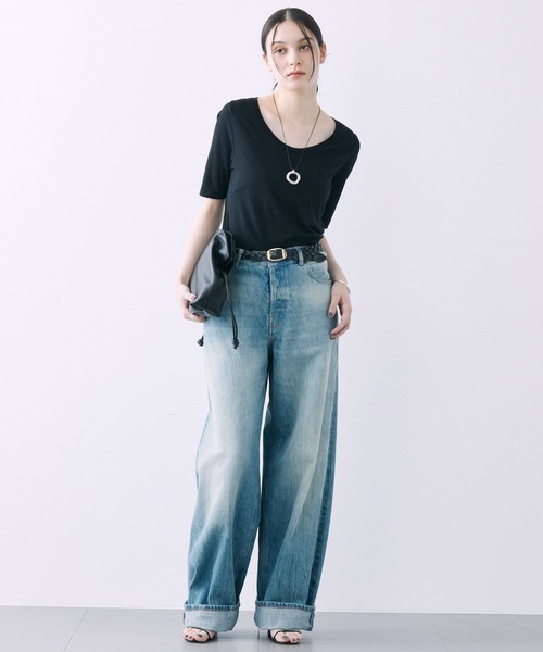 BABYLONE（バビロン）の「UネックTEE（Tシャツ/カットソー・レディース・ブラック/オフホワイト・フリー）」の21枚目の写真