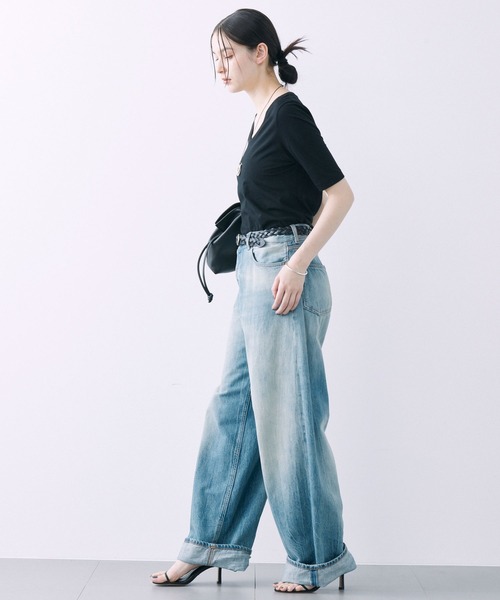 BABYLONE（バビロン）の「UネックTEE（Tシャツ/カットソー・レディース・ブラック/オフホワイト・フリー）」の22枚目の写真