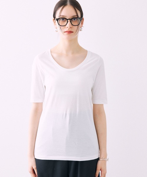 BABYLONE（バビロン）の「UネックTEE（Tシャツ/カットソー・レディース・ブラック/オフホワイト・フリー）」の12枚目の写真