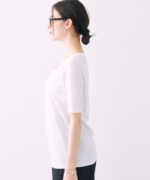 BABYLONE（バビロン）の「UネックTEE（Tシャツ/カットソー・レディース・ブラック/オフホワイト・フリー）」の13枚目の写真