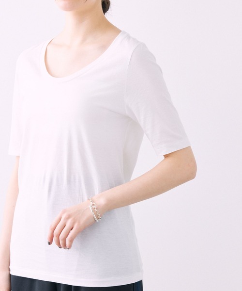 BABYLONE（バビロン）の「UネックTEE（Tシャツ/カットソー・レディース・ブラック/オフホワイト・フリー）」の8枚目の写真