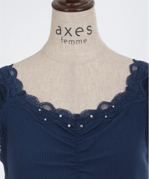 axes femme（アクシーズファム）の「吸水速乾肩レースリブタンク（タンクトップ・レディース・キナリ/ミント/ネイビー/ラベンダー・FREE）」の18枚目の写真