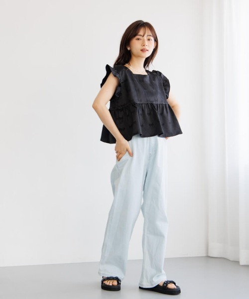 flower（フラワー）の「グロスリボントップ（Tシャツ/カットソー・レディース・アイボリー/ブラック・FREE）」の5枚目の写真