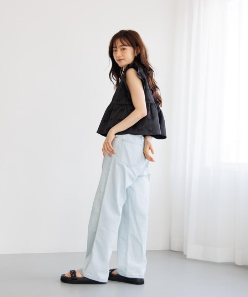 flower（フラワー）の「グロスリボントップ（Tシャツ/カットソー・レディース・アイボリー/ブラック・FREE）」の6枚目の写真