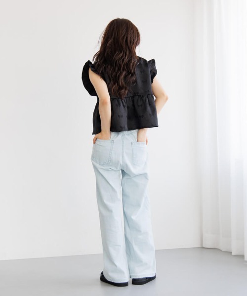 flower（フラワー）の「グロスリボントップ（Tシャツ/カットソー・レディース・アイボリー/ブラック・FREE）」の7枚目の写真