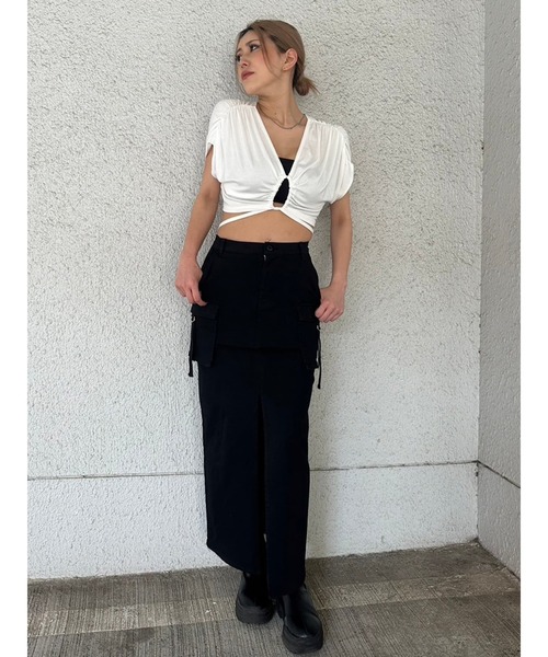 EGOIST(エゴイスト)の「レイヤード風カーゴスカート(スカート・レディース・ブラック/ベージュ・S/M)」の22枚目の写真