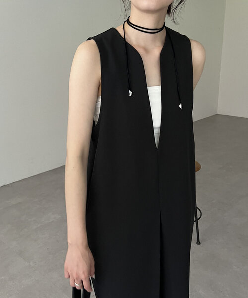 CAPRICIEUX LE'MAGE(カプリシューレマージュ)の「【低身長・高身長サイズあり】スリットネックワンピース(ワンピース・レディース・ブラック/ベージュ・FREE/TM/PS)」の21枚目の写真