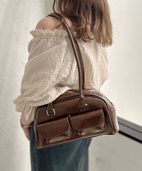 apres jour clair（アプレジュールクレア）の「【apres jour clair×ARIAZ】ポケット付きアンダーアームバッグ（ハンドバッグ・レディース・ブラック/ダークブラウン/ホワイト・FREE）」の6枚目の写真