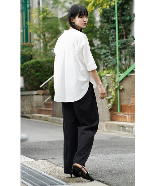 zootie(ズーティー)の「汗しみない ハーフスリーブ スキッパーシャツ(シャツ/ブラウス・レディース・ホワイト/ライトブルー/ストライプ/チャコール/ピンク・フリー)」の6枚目の写真