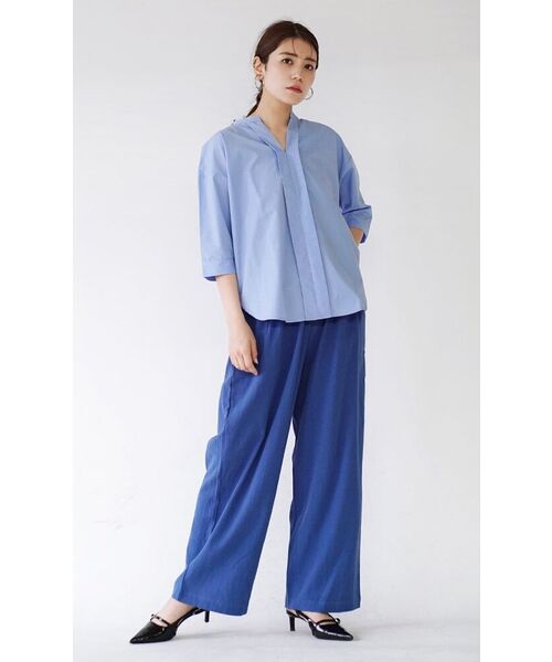 zootie(ズーティー)の「汗しみない ハーフスリーブ スキッパーシャツ(シャツ/ブラウス・レディース・ホワイト/ライトブルー/ストライプ/チャコール/ピンク・フリー)」の13枚目の写真