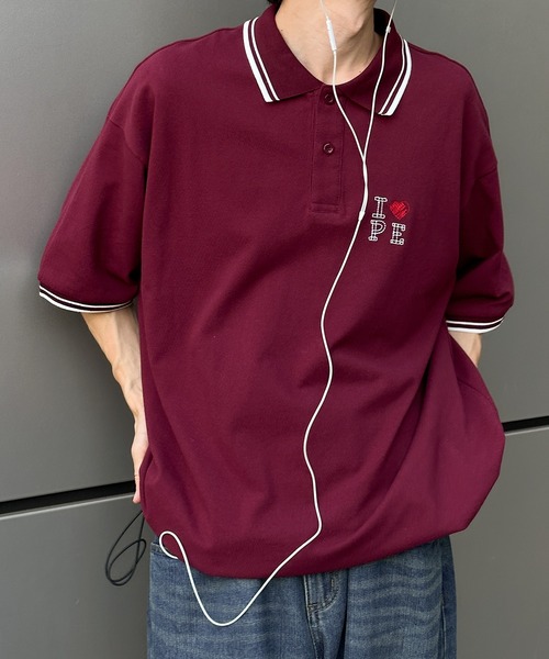 Perushu（ペルーシュ）の「DRAWCODE I LOVE ポロシャツ（ポロシャツ・メンズ・ネイビー/バーガンディー/ライトベージュ・MEDIUM/LARGE）」の3枚目の写真