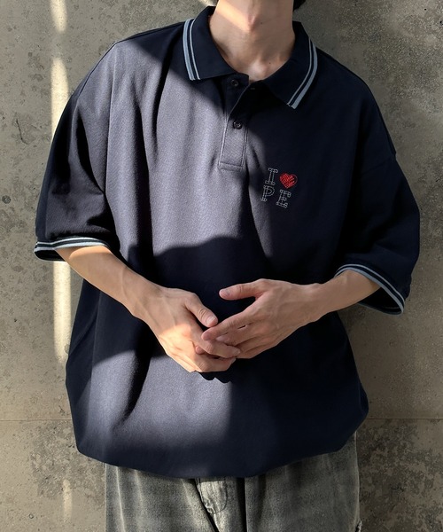 Perushu（ペルーシュ）の「DRAWCODE I LOVE ポロシャツ（ポロシャツ・メンズ・ネイビー/バーガンディー/ライトベージュ・MEDIUM/LARGE）」の5枚目の写真