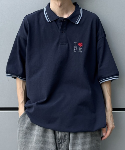 Perushu（ペルーシュ）の「DRAWCODE I LOVE ポロシャツ（ポロシャツ・メンズ・ネイビー/バーガンディー/ライトベージュ・MEDIUM/LARGE）」の8枚目の写真