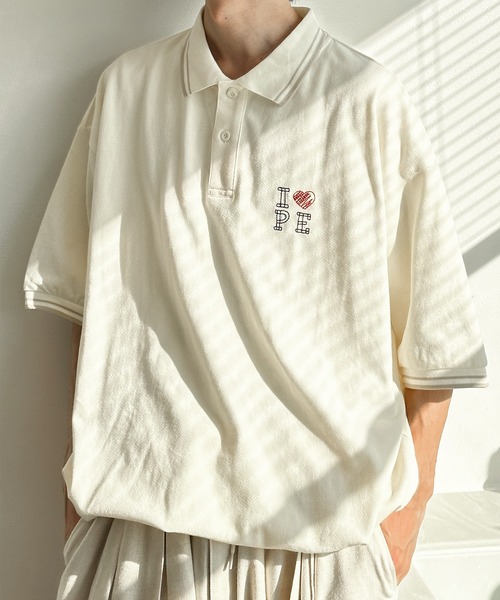 Perushu（ペルーシュ）の「DRAWCODE I LOVE ポロシャツ（ポロシャツ・メンズ・ネイビー/バーガンディー/ライトベージュ・MEDIUM/LARGE）」の18枚目の写真