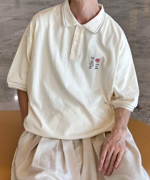 Perushu（ペルーシュ）の「DRAWCODE I LOVE ポロシャツ（ポロシャツ・メンズ・ネイビー/バーガンディー/ライトベージュ・MEDIUM/LARGE）」の21枚目の写真
