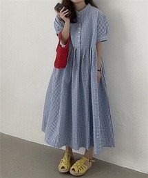ウエストタック　ギンガムチェックワンピース