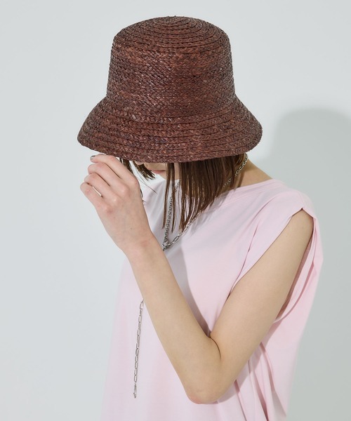 PUBLIC TOKYO（パブリックトウキョウ）の「【PUBLIC TOKYO/パブリックトウキョウ】ラフィアサマーバケットハット（ハット・レディース・グリーン/ブラウン・FREE）」の2枚目の写真