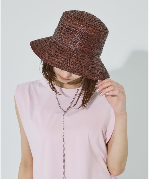 PUBLIC TOKYO（パブリックトウキョウ）の「【PUBLIC TOKYO/パブリックトウキョウ】ラフィアサマーバケットハット（ハット・レディース・グリーン/ブラウン・FREE）」の9枚目の写真