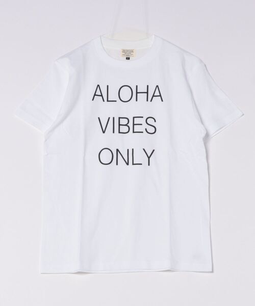 URBAN ISLAND SOCIETY(アーバンアイランドソサエティ)の「【URBAN ISLAND SOCIETY/アーバンアイランドソサエティ】ALOHA VIBES ONLY TEE/半袖Tシャツ(Tシャツ/カットソー・メンズ・ブラック/イエロー系その他/ホワイト・X-LARGE/LARGE/MEDIUM/SMALL)」の2枚目の写真