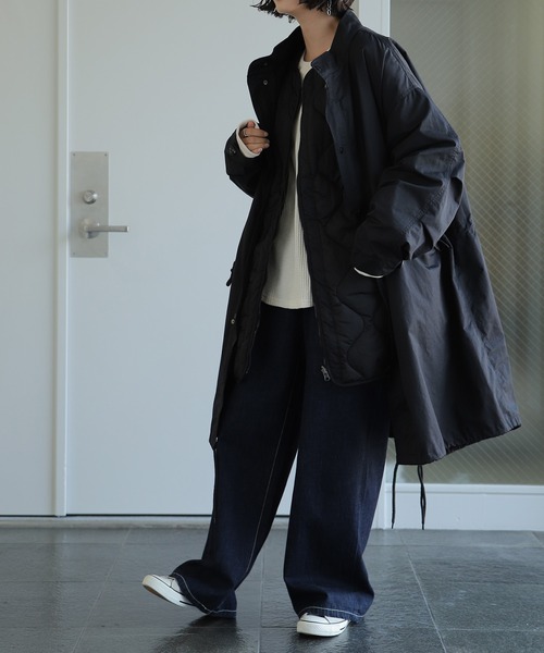 HUG.U(ハグユー)の「ライナー付3wayモッズコート(モッズコート・レディース・ブラック/カーキオリーブ・FREE)」の13枚目の写真