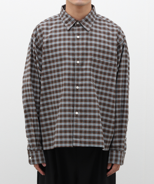 JOURNAL STANDARD（ジャーナルスタンダード）の「オックスフォード チェック ボックスシャツ（シャツ/ブラウス・メンズ・ネイビー/ブラック系その他/チョコ・MEDIUM/LARGE）」の2枚目の写真