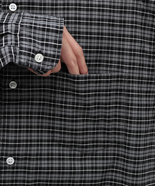 JOURNAL STANDARD（ジャーナルスタンダード）の「オックスフォード チェック ボックスシャツ（シャツ/ブラウス・メンズ・ネイビー/ブラック系その他/チョコ・MEDIUM/LARGE）」の12枚目の写真