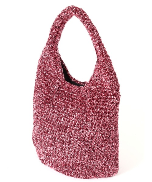 ROSE BUD（ローズバッド）の「ラメニットバッグ（ハンドバッグ・レディース・シルバー/ピンク・FREE）」の3枚目の写真