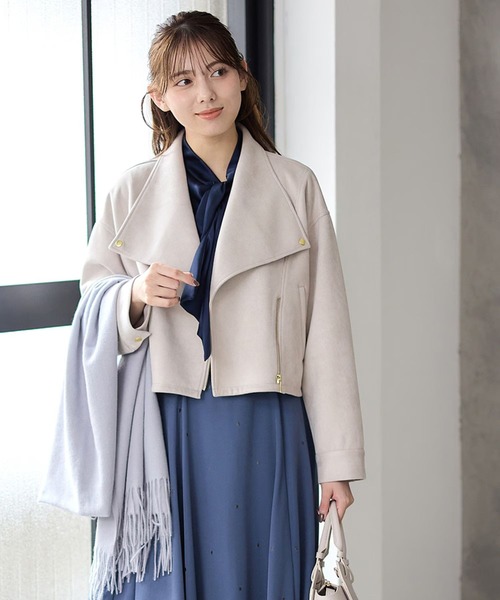12Twelve Agenda（トゥエルブ　アジェンダ）の「フェイクスエードライダースジャケット（ライダースジャケット・レディース・ピンク/グレイッシュベージュ・M）」の16枚目の写真