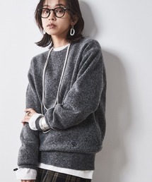 CHIC STYLE | アルパカ混イニシャル刺しゅうクルーネックニットプルオーバー シックスタイル（大きいサイズ対応）(ニット/セーター)