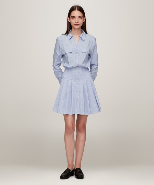 TOMMY HILFIGER(トミーヒルフィガー)の「プリーツショートシャツワンピース(シャツワンピース・レディース・ブルー・32inch/36inch/34inch)」の5枚目の写真