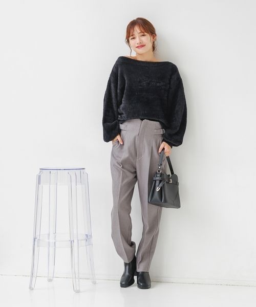 mysty woman（ミスティウーマン）の「ソフトフェザーボートネックプルオーバー　200953（ニット/セーター・レディース・オフホワイト/ブルー/ブラック・FREE）」の4枚目の写真