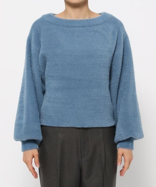 mysty woman（ミスティウーマン）の「ソフトフェザーボートネックプルオーバー　200953（ニット/セーター・レディース・オフホワイト/ブルー/ブラック・FREE）」の11枚目の写真
