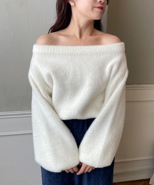 mysty woman（ミスティウーマン）の「ソフトフェザーボートネックプルオーバー　200953（ニット/セーター・レディース・オフホワイト/ブルー/ブラック・FREE）」の22枚目の写真