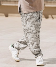 mp12820- Micro Brushed Flower Print Balloon Pants バルーンジョガーパンツ