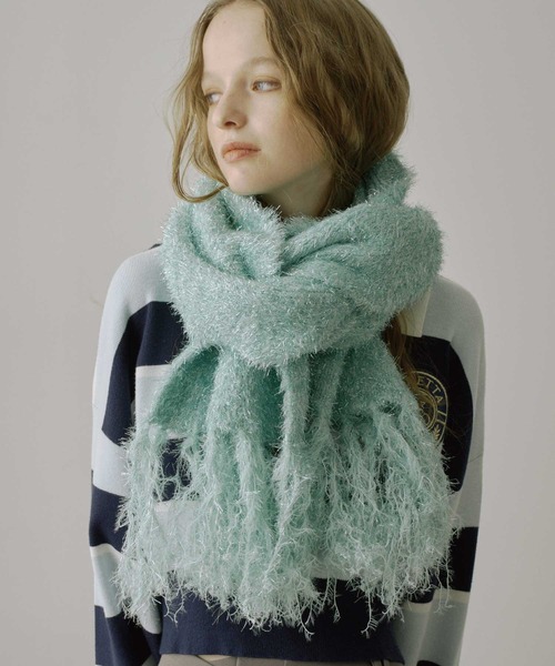 セール】ラメフェザーヤーンボリュームニットマフラー（マフラー