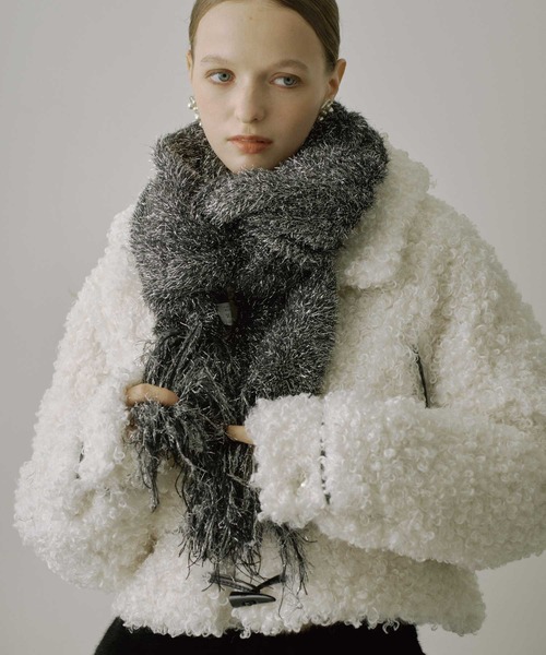 セール】ラメフェザーヤーンボリュームニットマフラー（マフラー