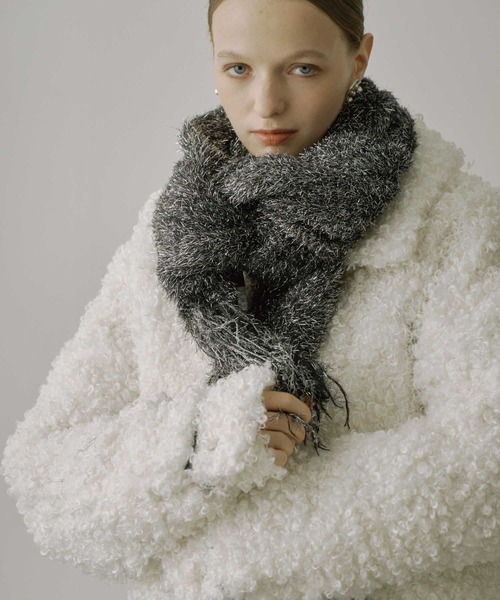 セール】ラメフェザーヤーンボリュームニットマフラー（マフラー