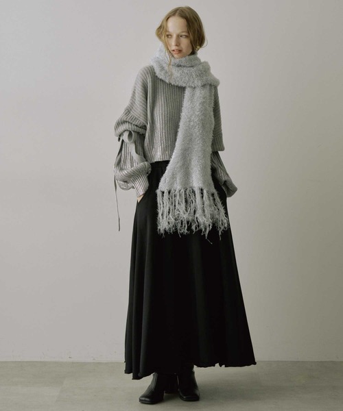 セール】ラメフェザーヤーンボリュームニットマフラー（マフラー