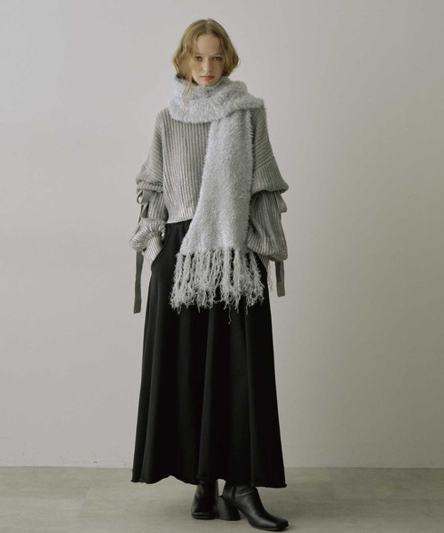 セール】ラメフェザーヤーンボリュームニットマフラー（マフラー